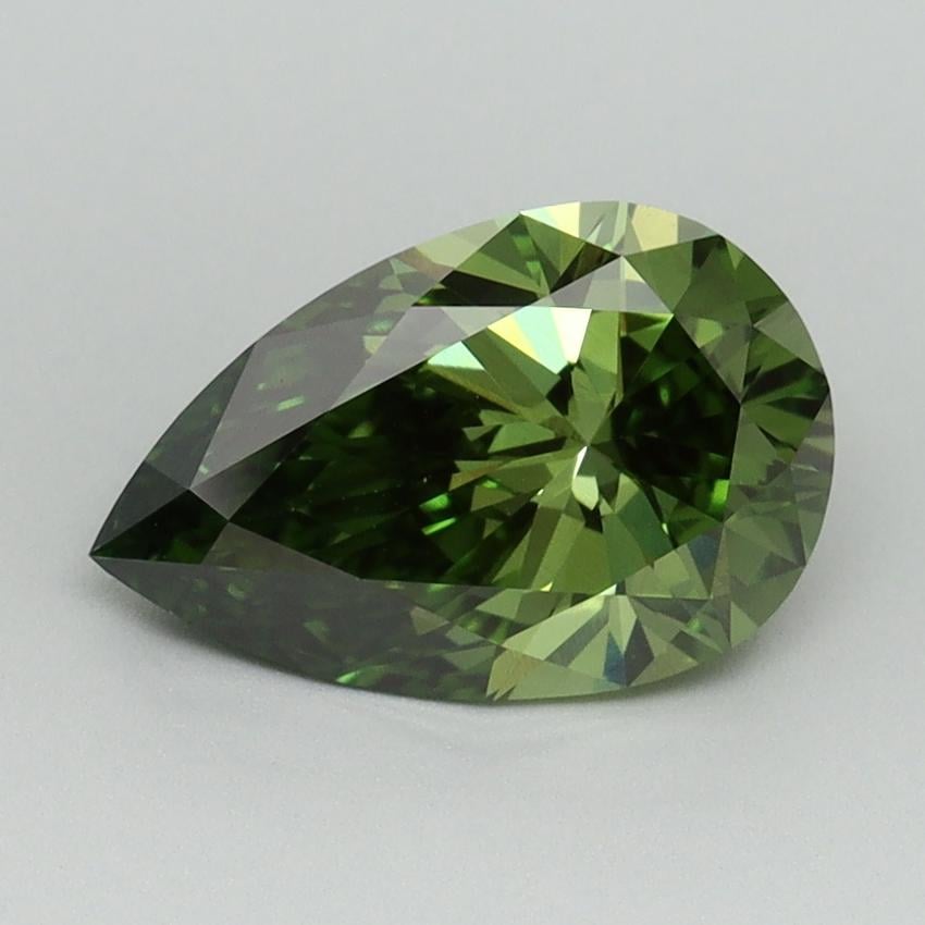 1.58 Ct. Fancy Vivid Green Pear Lab Grown Diamond