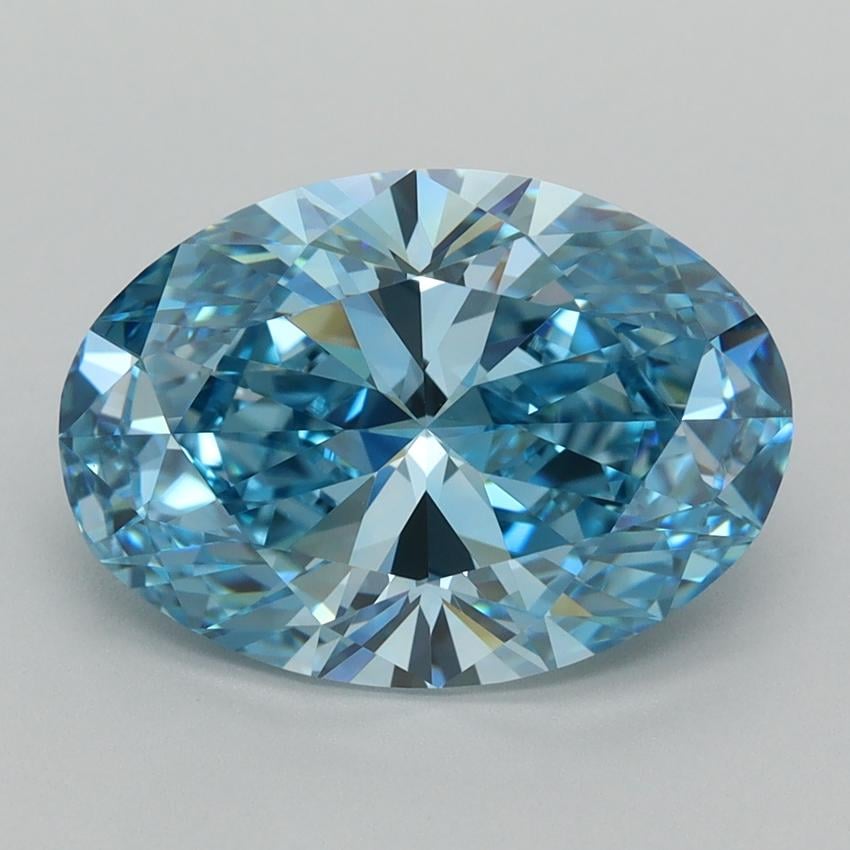 4.06 Ct. Fancy Vivid  Blue Oval Lab Grown Diamond
