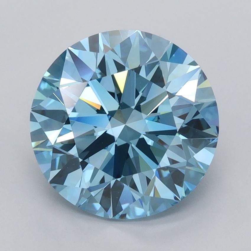 3.02 Ct. Fancy Vivid  Blue Round Lab Grown Diamond