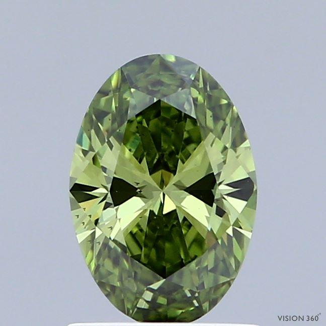 1.00 Ct. Fancy Vivid  Green Oval Lab Grown Diamond