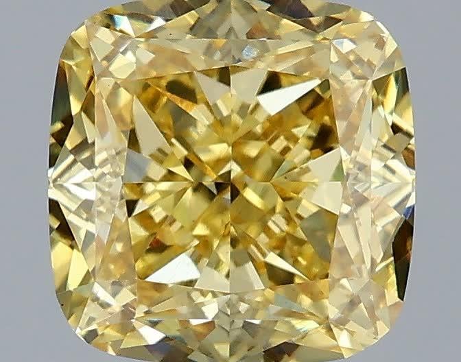 2.07 Ct. Fancy Vivid Yellow Cushion Lab Grown Diamond