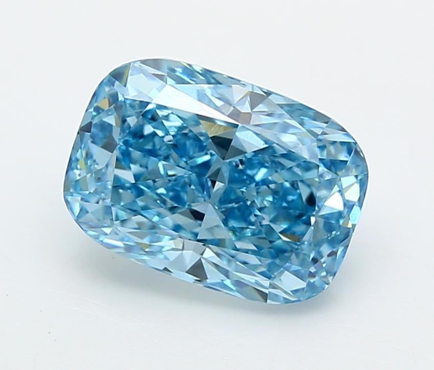 3.53 Ct. Fancy Vivid  Blue Cushion Lab Grown Diamond