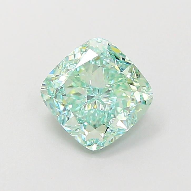 1.34 Ct. Fancy Vivid  Green Cushion Lab Grown Diamond