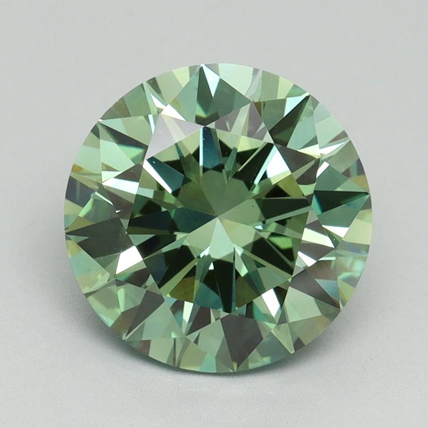 3.07 Ct. Fancy Vivid Green Round Lab Grown Diamond
