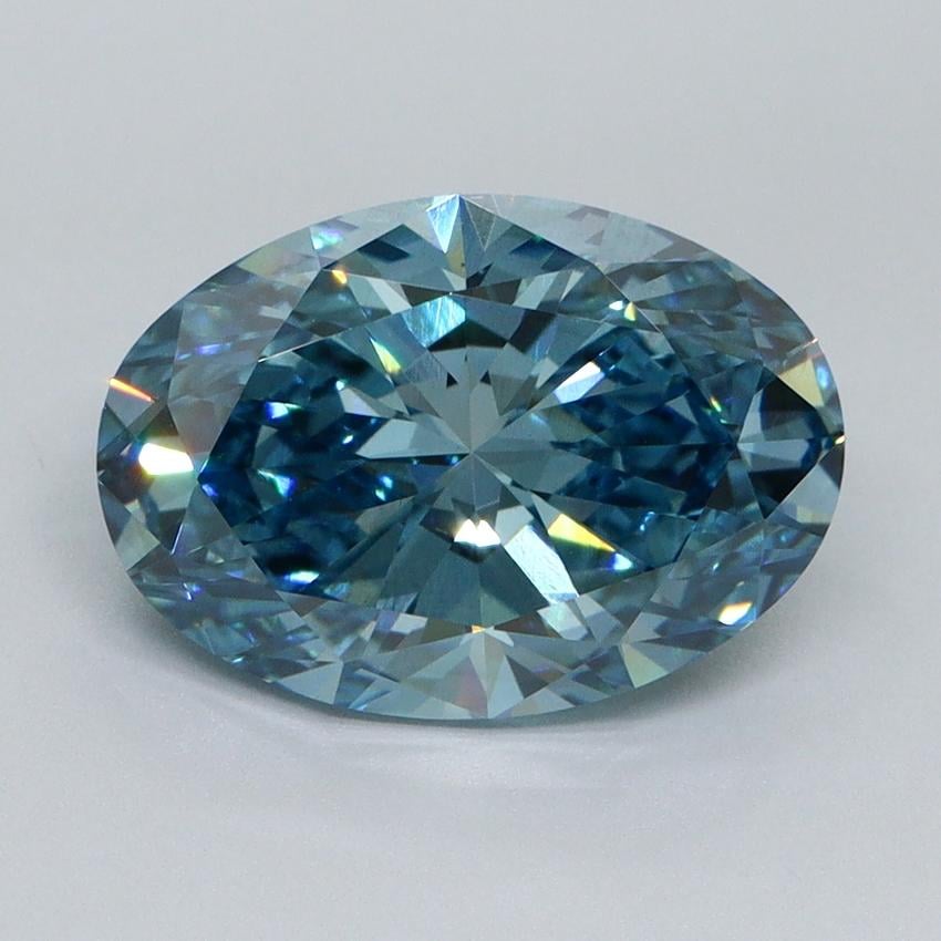 3.09 Ct. Fancy Vivid Malibu Blue Oval Lab Grown Diamond