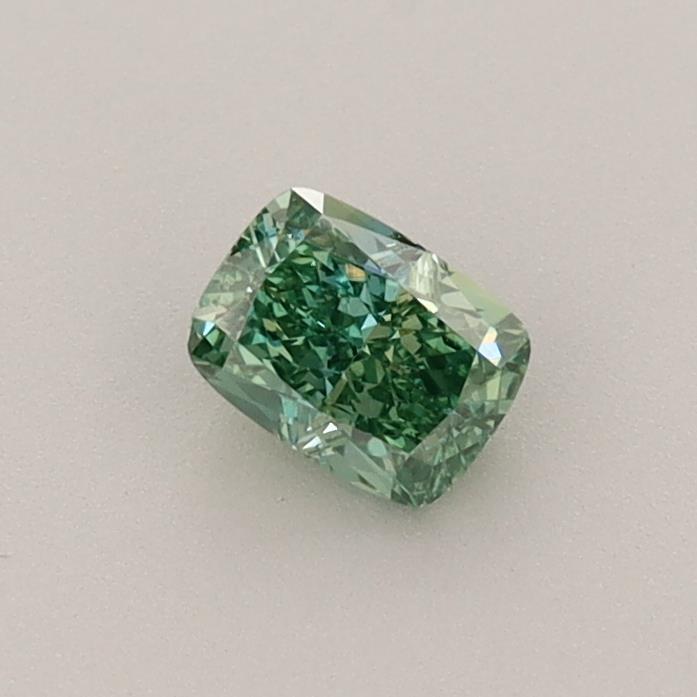 0.39 Ct. Fancy Vivid Bluish Green Cushion Lab Grown Diamond