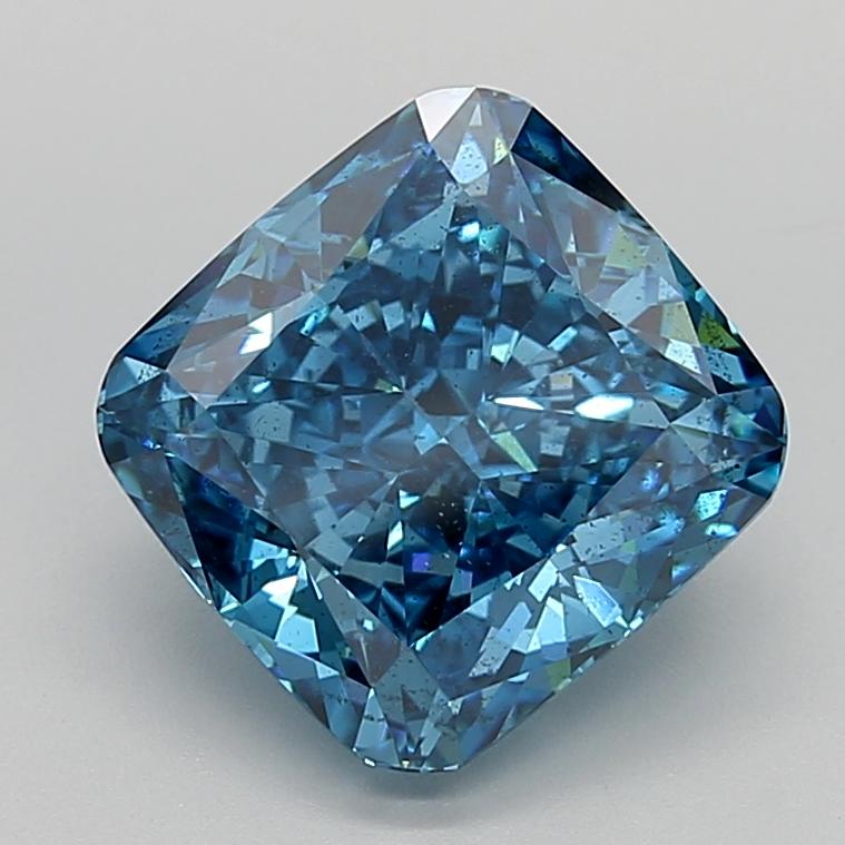 5.07 Ct. Fancy Vivid  Blue Cushion Lab Grown Diamond
