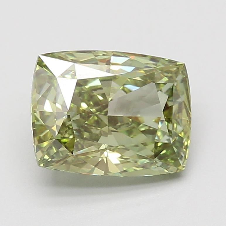 3.11 Ct. Fancy Vivid Green Cushion Lab Grown Diamond