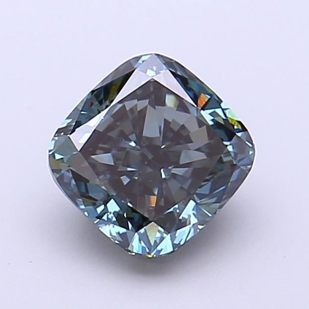 1.45 Ct. Fancy Vivid Greenish Blue Cushion Lab Grown Diamond