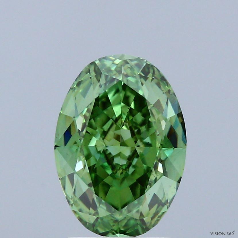 2.52 Ct. Fancy Vivid Green Oval Lab Grown Diamond