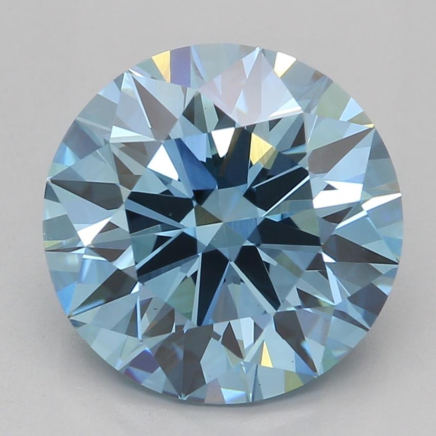 2.55 Ct. Fancy Vivid Blue Round Lab Grown Diamond