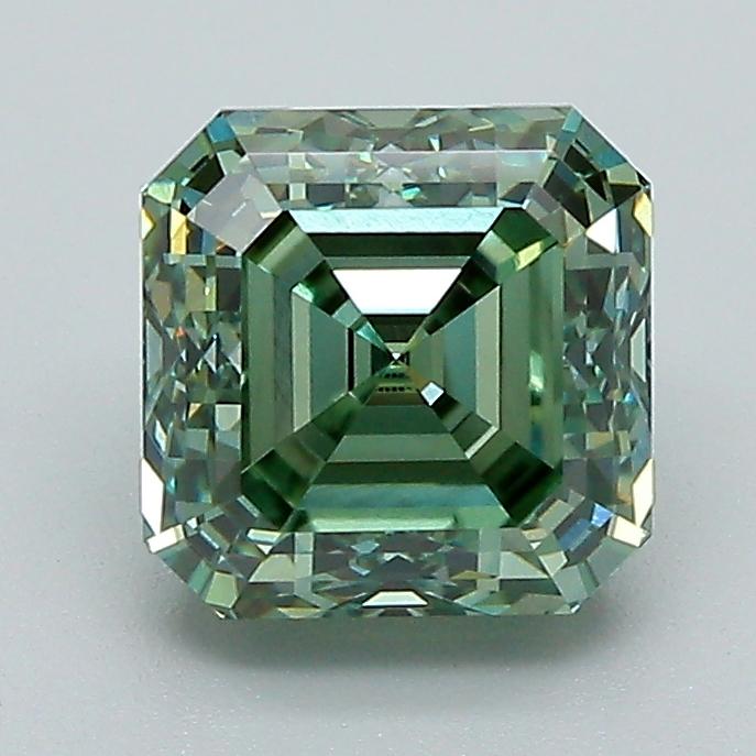 2.00 Ct. Fancy Vivid Green Asscher Lab Grown Diamond
