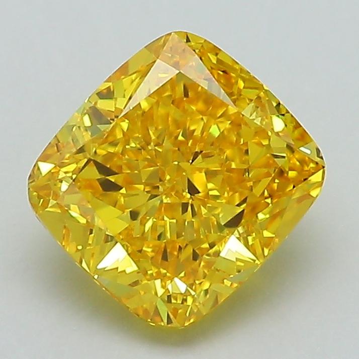 2.11 Ct. Fancy Vivid Yellow Cushion Lab Grown Diamond