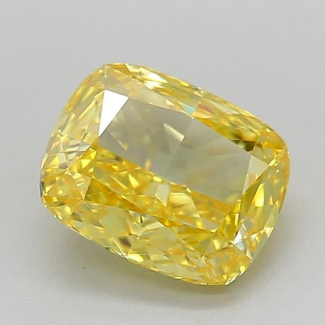 0.74 Ct. Fancy Vivid Yellow Cushion Lab Grown Diamond