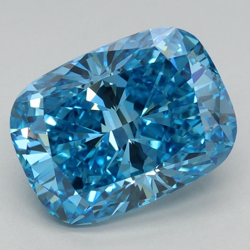 3.02 Ct. Fancy Vivid Blue Cushion Lab Grown Diamond