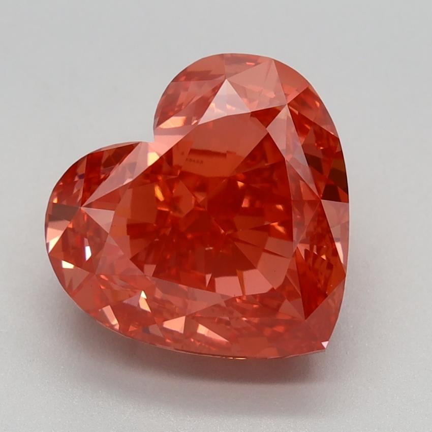 4.12 Ct. Fancy Vivid Orangy Pink Heart Lab Grown Diamond