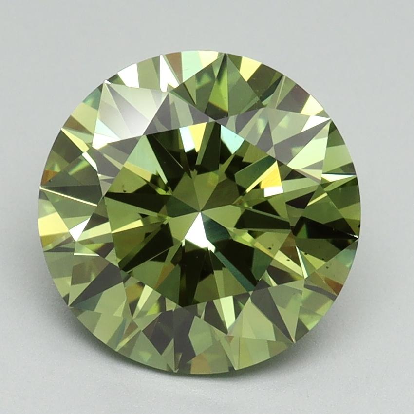 3.08 Ct. Fancy Vivid Green Round Lab Grown Diamond