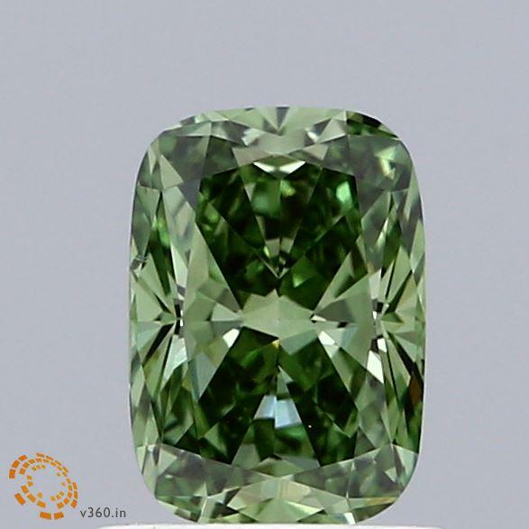 1.00 Ct. Fancy Vivid  Green Cushion Lab Grown Diamond
