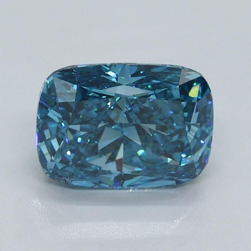 1.31 Ct. Fancy Vivid Malibu Blue Cushion Lab Grown Diamond