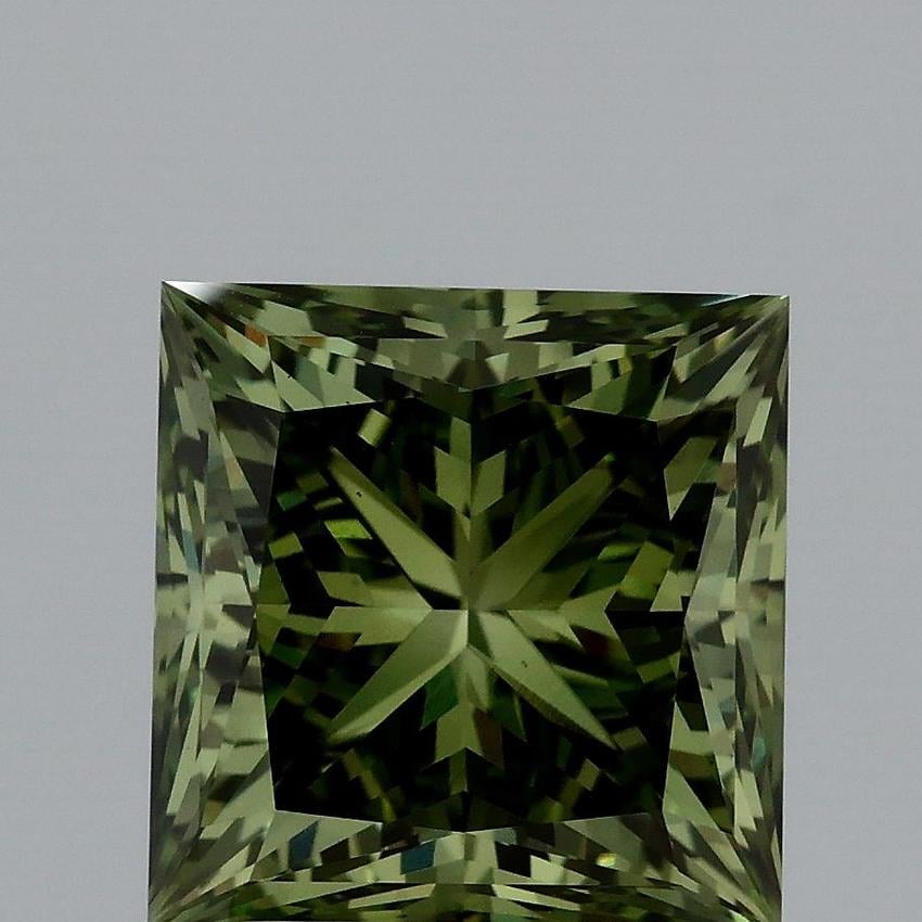 4.24 Ct. Fancy Vivid Green Princess Lab Grown Diamond