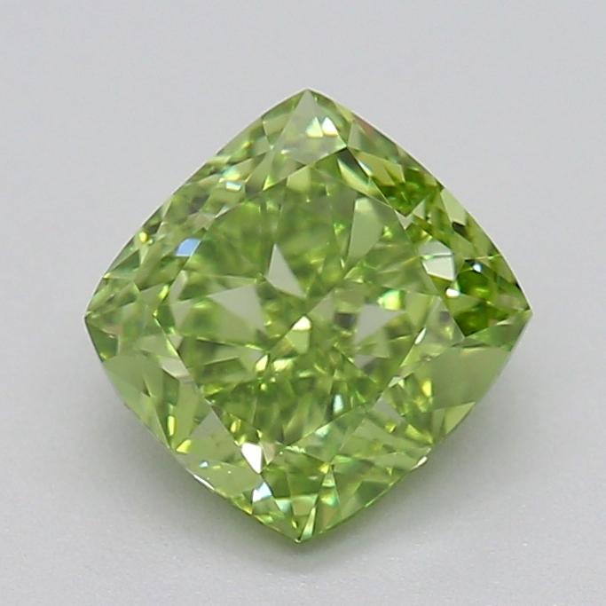 1.00 Ct. Fancy Vivid Green Cushion Lab Grown Diamond