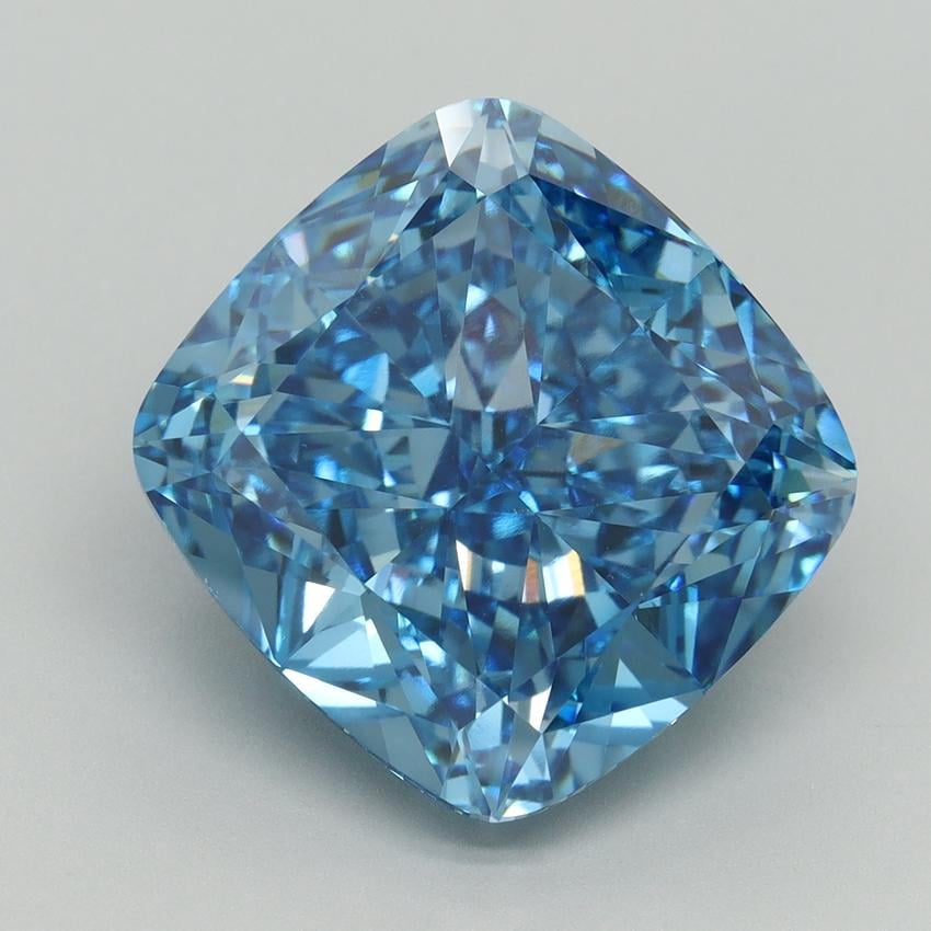 11.50 Ct. Fancy Vivid Blue Cushion Lab Grown Diamond
