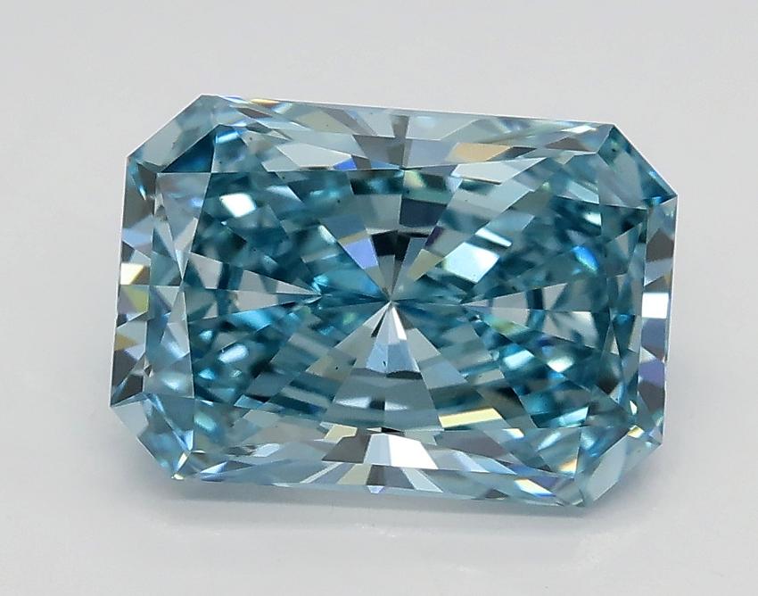 2.05 Ct. Fancy Intense Greenish Blue Radiant Lab Grown Diamond