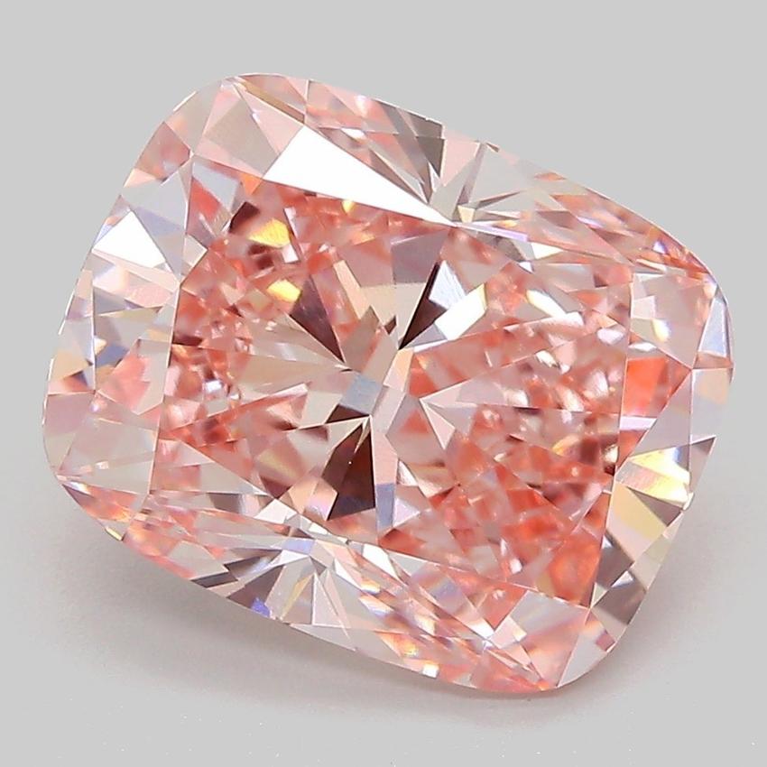 5.55 Ct. Fancy Vivid Pink Cushion Lab Grown Diamond