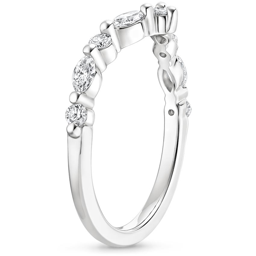 Platinum Curved Versailles Diamond Ring, large side view