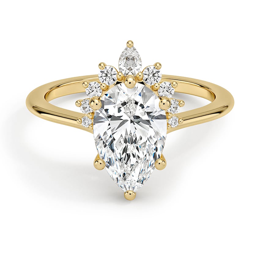 Custom Half Halo Pear Diamond Ring