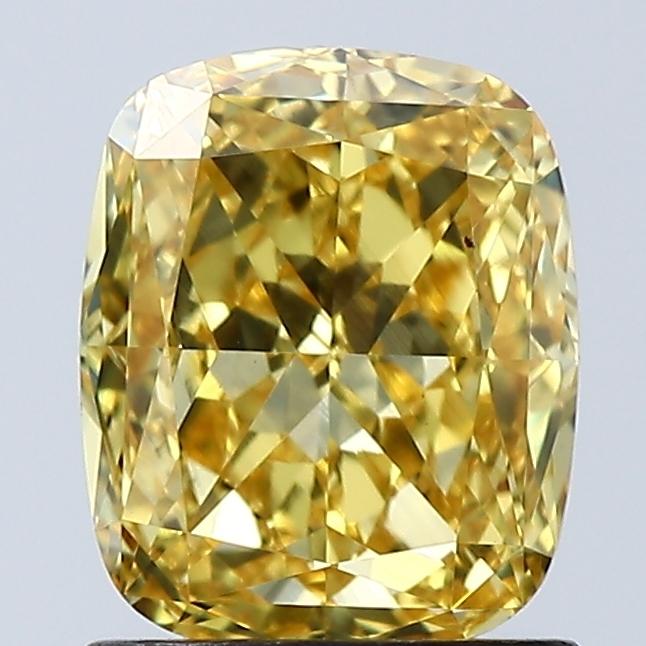1.55 Ct. Fancy Vivid Yellow Cushion Lab Grown Diamond