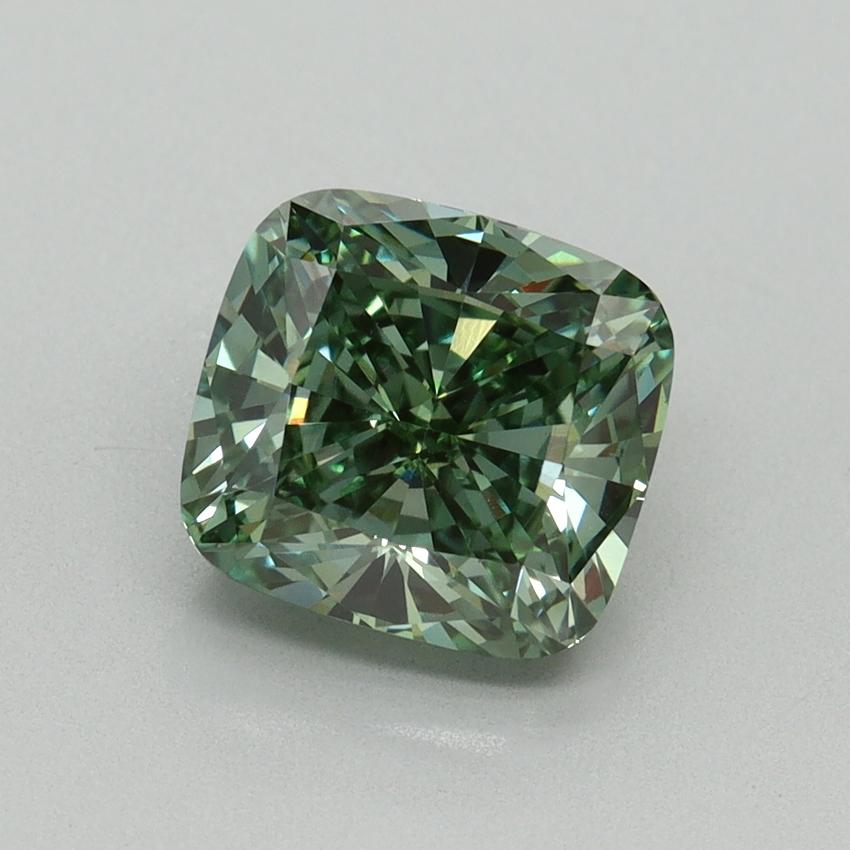 2.52 Ct. Fancy Vivid Pacific Green Cushion Lab Grown Diamond