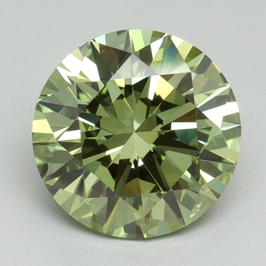 3.03 Ct. Fancy Vivid Green Round Lab Grown Diamond