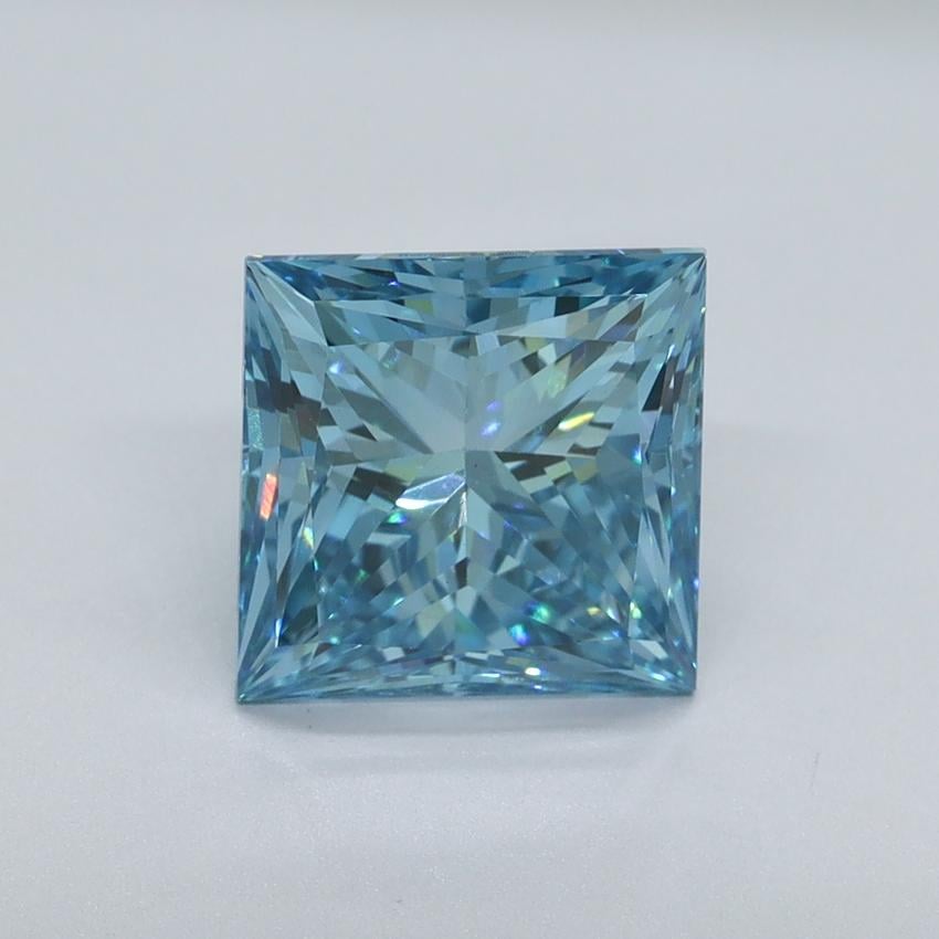 2.63 Ct. Fancy Vivid Malibu Blue Princess Lab Grown Diamond