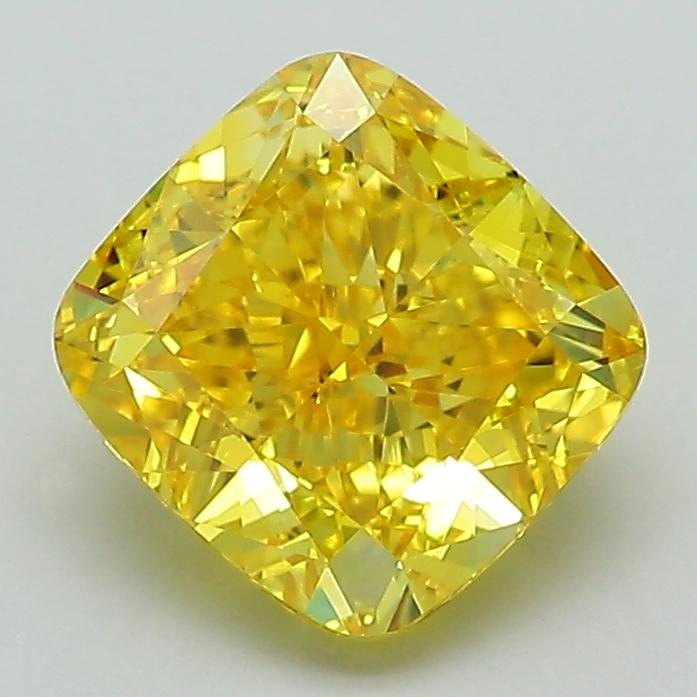 2.09 Ct. Fancy Vivid Yellow Cushion Lab Grown Diamond