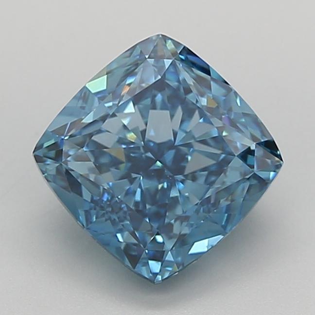 3.16 Ct. Fancy Vivid  Blue Cushion Lab Grown Diamond