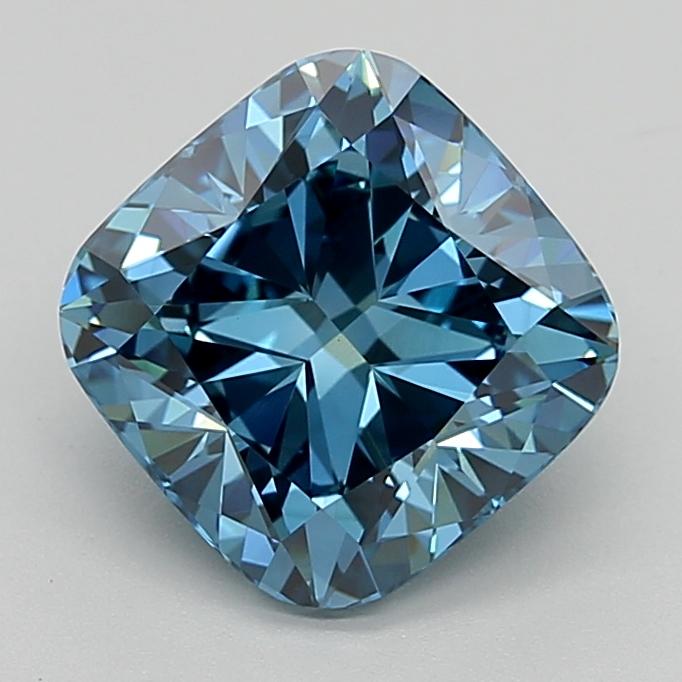 3.19 Ct. Fancy Vivid  Blue Cushion Lab Grown Diamond