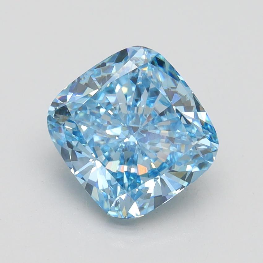 2.10 Ct. Fancy Vivid Blue Cushion Lab Grown Diamond