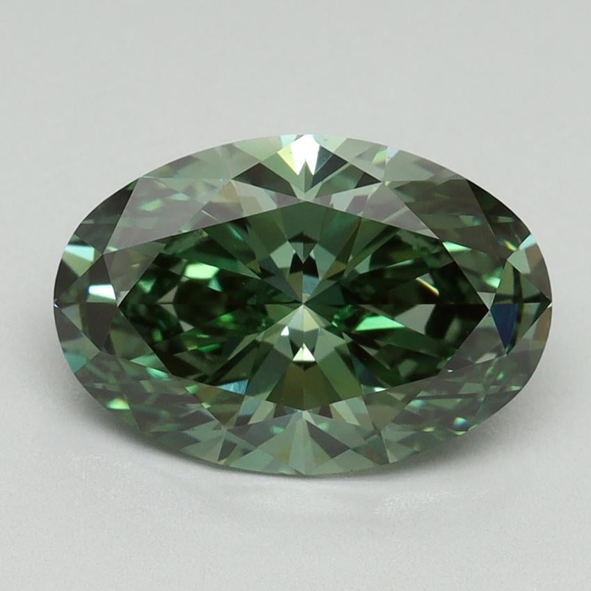2.97 Ct. Fancy Vivid Pacific Green Oval Lab Grown Diamond