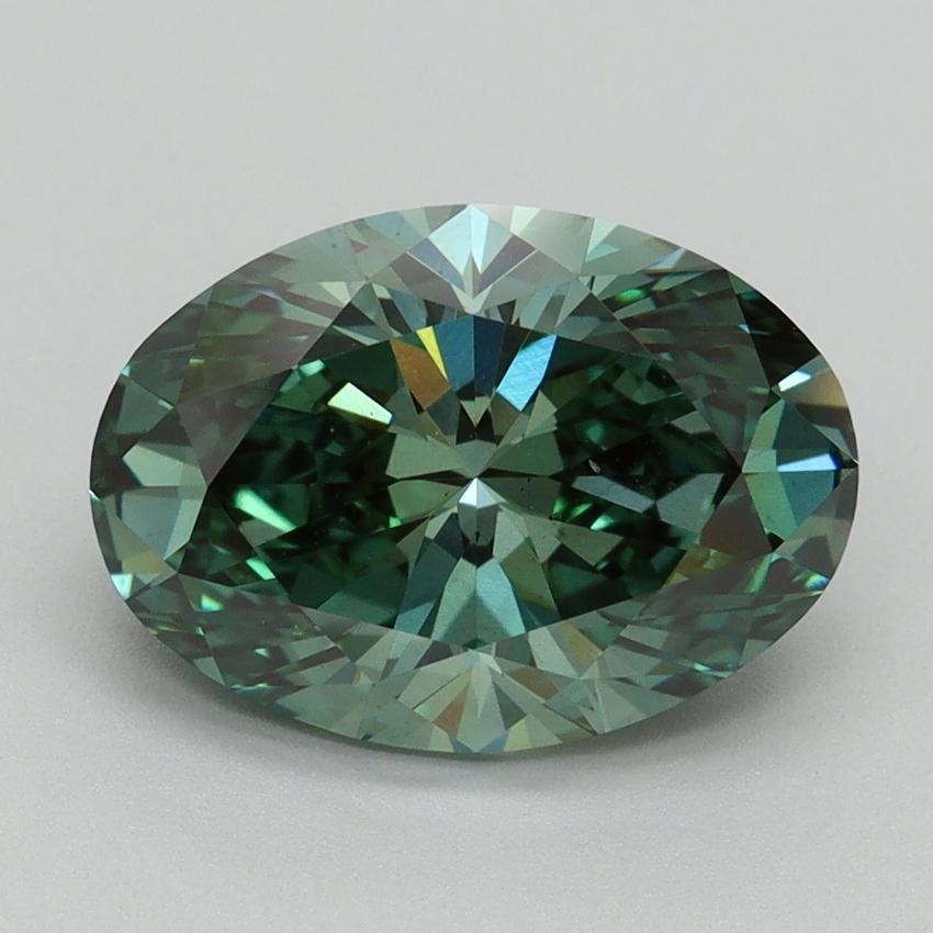 3.11 Ct. Fancy Vivid Green Oval Lab Grown Diamond