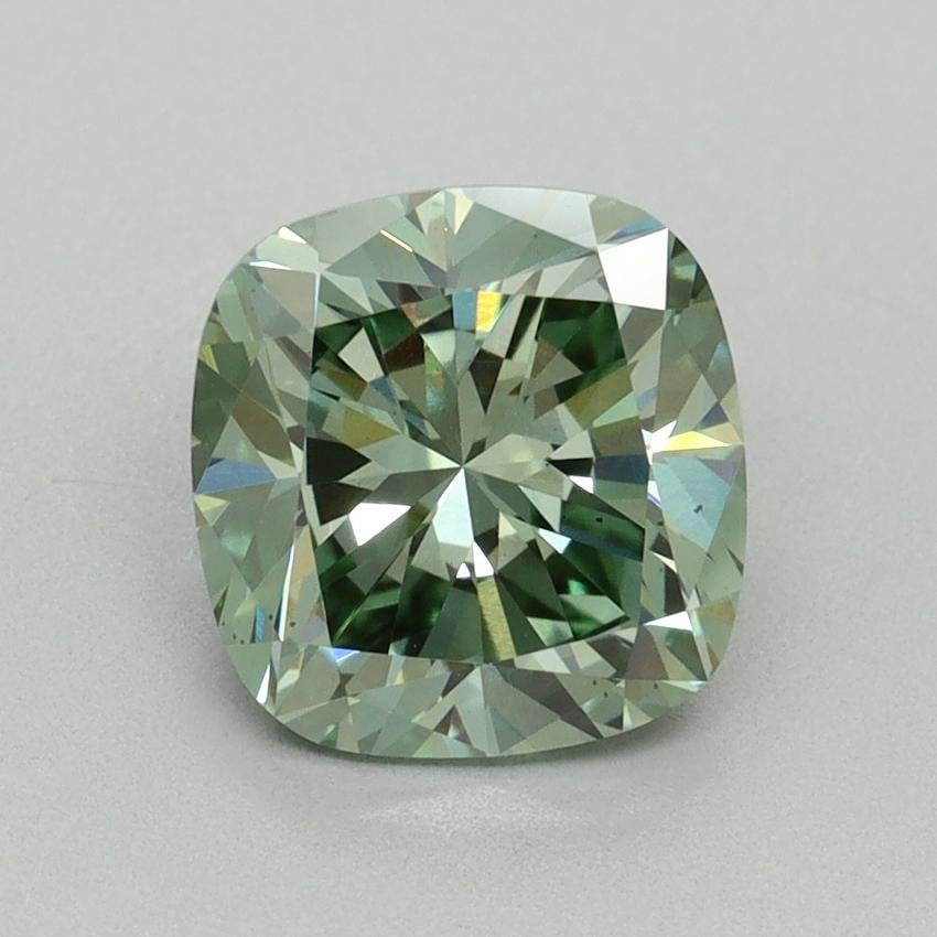 2.04 Ct. Fancy Vivid Green Cushion Lab Grown Diamond