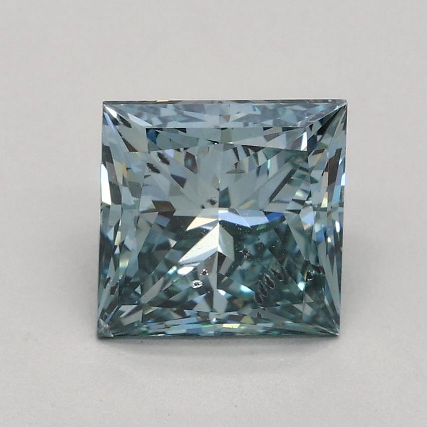 1.50 Ct. Fancy Intense Greenish Blue Princess Lab Grown Diamond