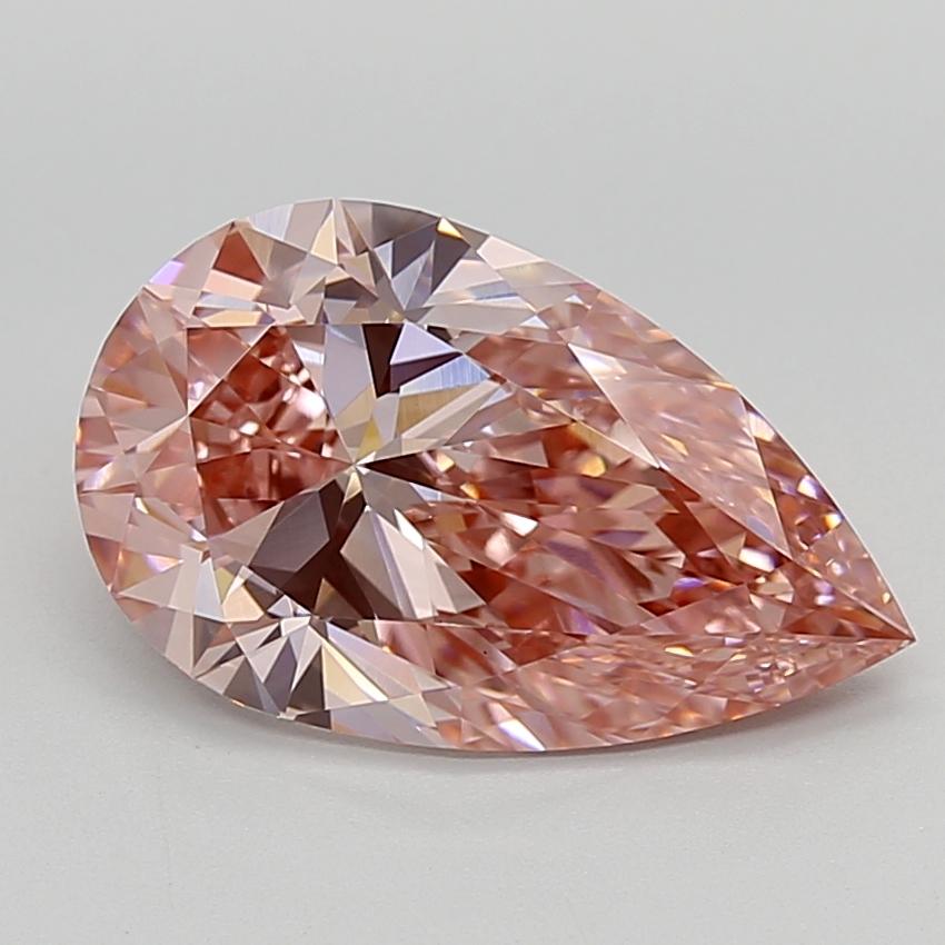 4.04 Ct. Fancy Vivid  Pink Pear Lab Grown Diamond