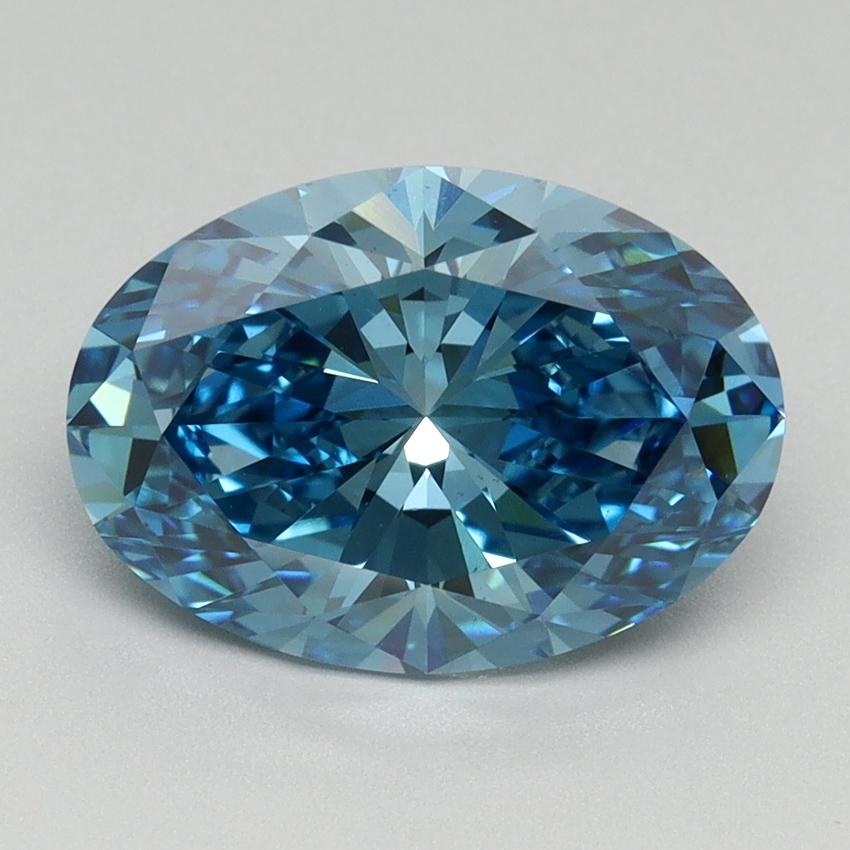 3.17 Ct. Fancy Vivid Blue Oval Lab Grown Diamond