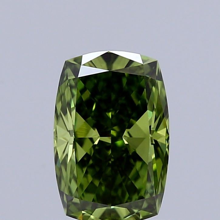 0.93 Ct. Fancy Vivid  Green Cushion Lab Grown Diamond