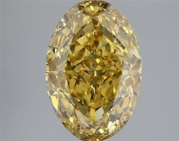 4.20 Ct. Fancy Vivid  Yellow Oval Lab Grown Diamond