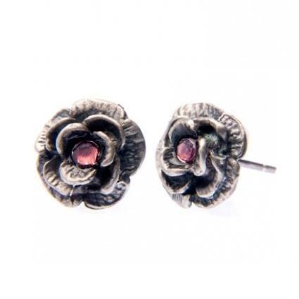 Flower Blossom Stud Earrings with Ethically Sourced Pink Sapphires in ...