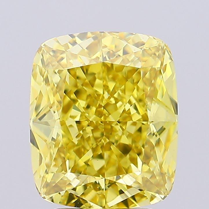 3.03 Ct. Fancy Vivid Yellow Cushion Lab Grown Diamond
