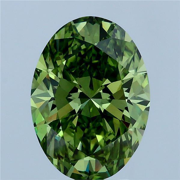 3.57 Ct. Fancy Vivid Green Oval Lab Grown Diamond