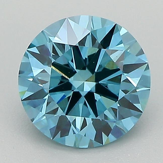 1.43 Ct. Fancy Vivid Blue Green Round Lab Grown Diamond